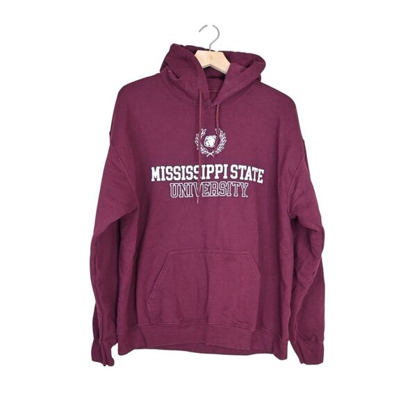 Mississippi State Tops - Mississippi State University Womens L Burgundy Hoodie